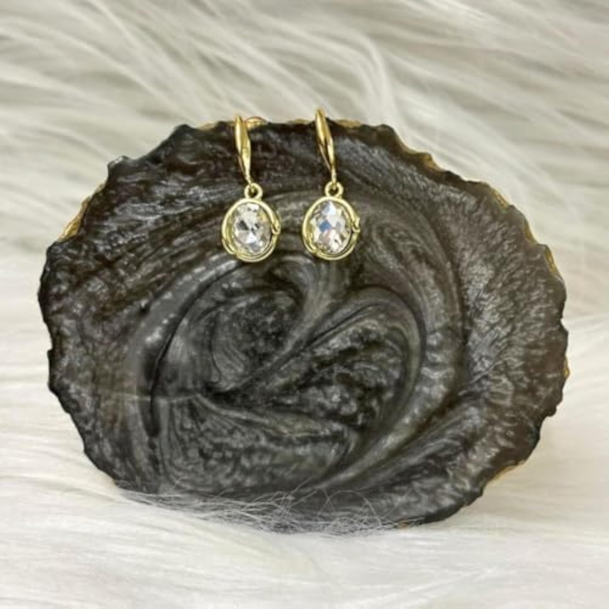 Women's Gold Plated Round Cubic Zirconia Drop Earrings, Elegant Design